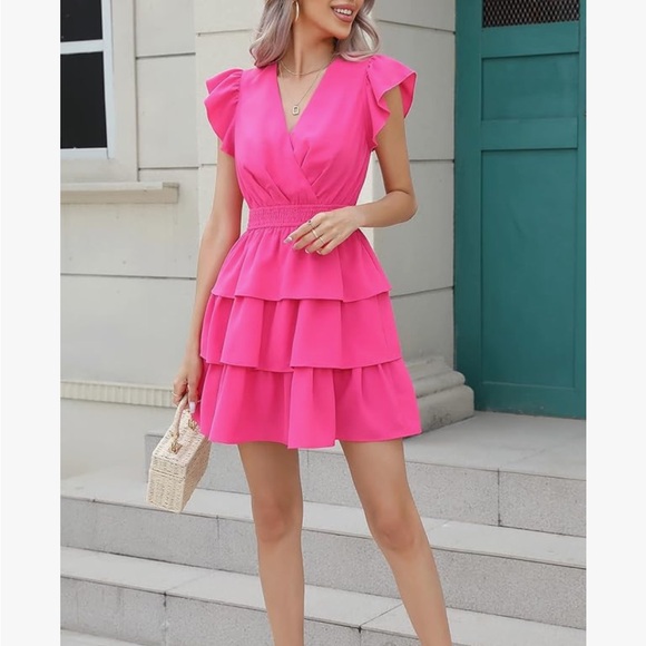 Pink Ruffled Cocktail Dress - Picture 2 of 9